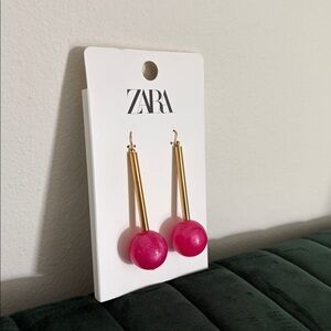Zara Fuchsia and Gold Statement Earrings